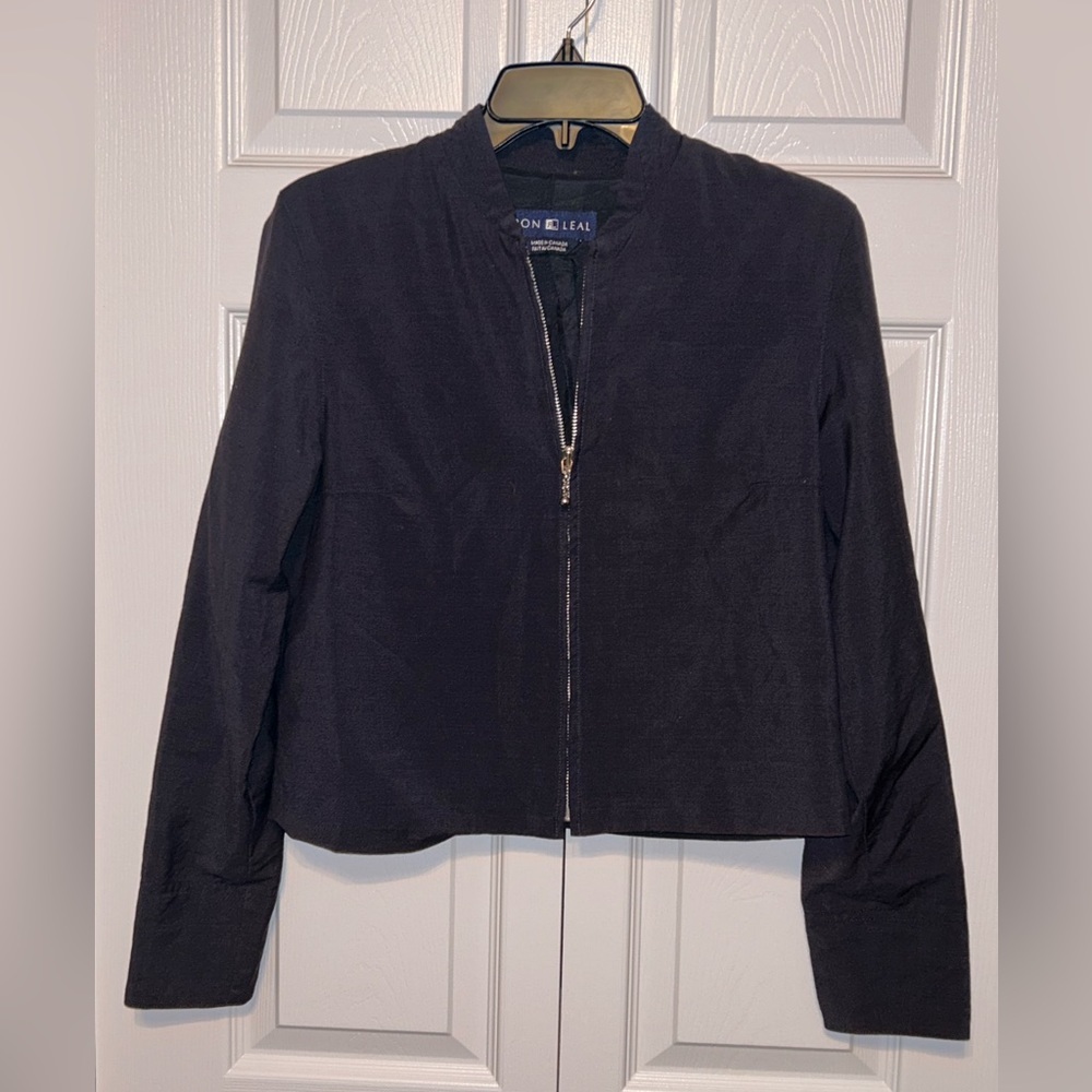 Ron Leal‎ Wool/Mohair Blend Full Zip Black Short Jacket Size 6